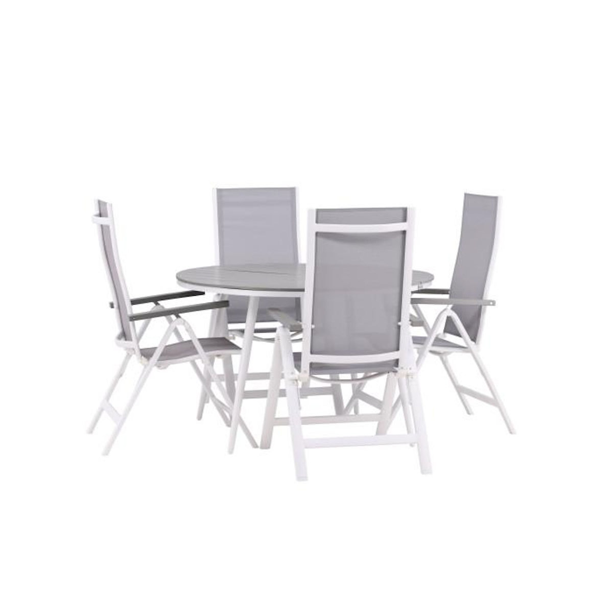 Paris Prix Ensemble Table de Jardin & 4 Chaises  Break & Alabny  120cm Gris