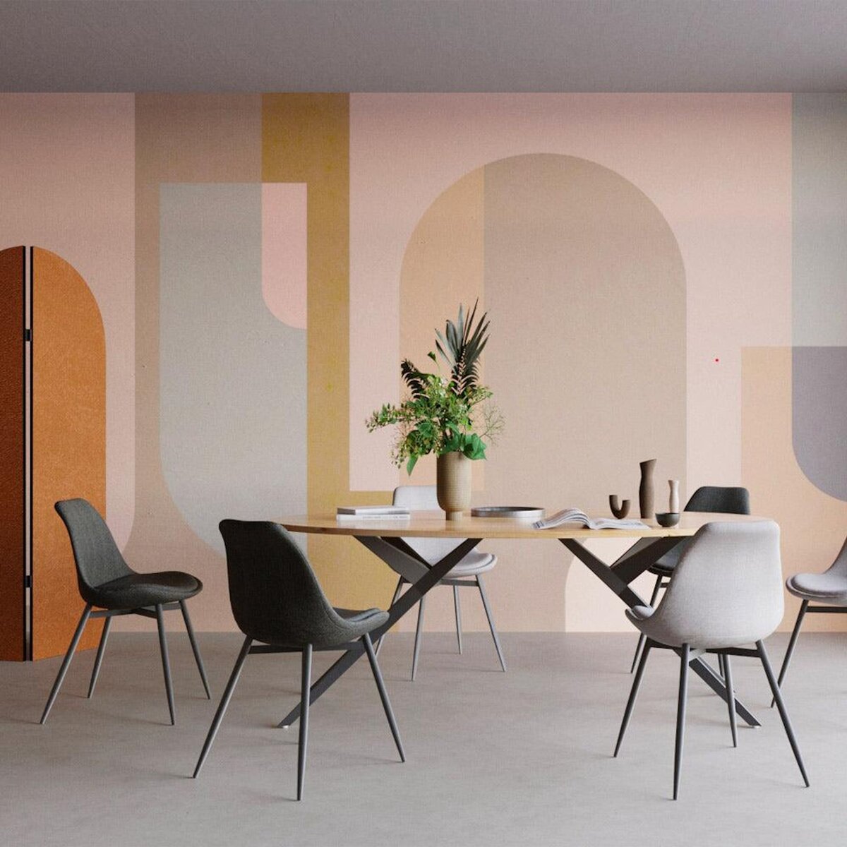 Rendez vous déco Lot de 2 chaises en tissu gris foncé chiné et pieds en métal - Filipi