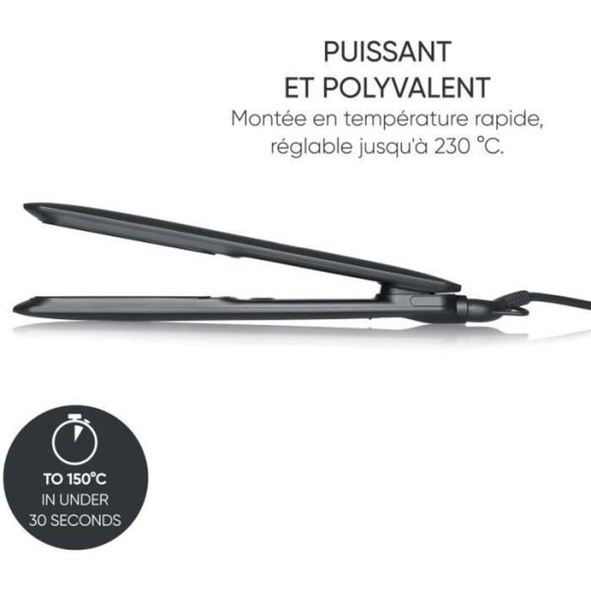 Voir la diapositive 3 : SEVERIN Fer a Lisser Fer a lisser ionique - SEVERIN - HG 0622 - Revetement céramique - Indicateur température LED - Chauffe rapide - Noir