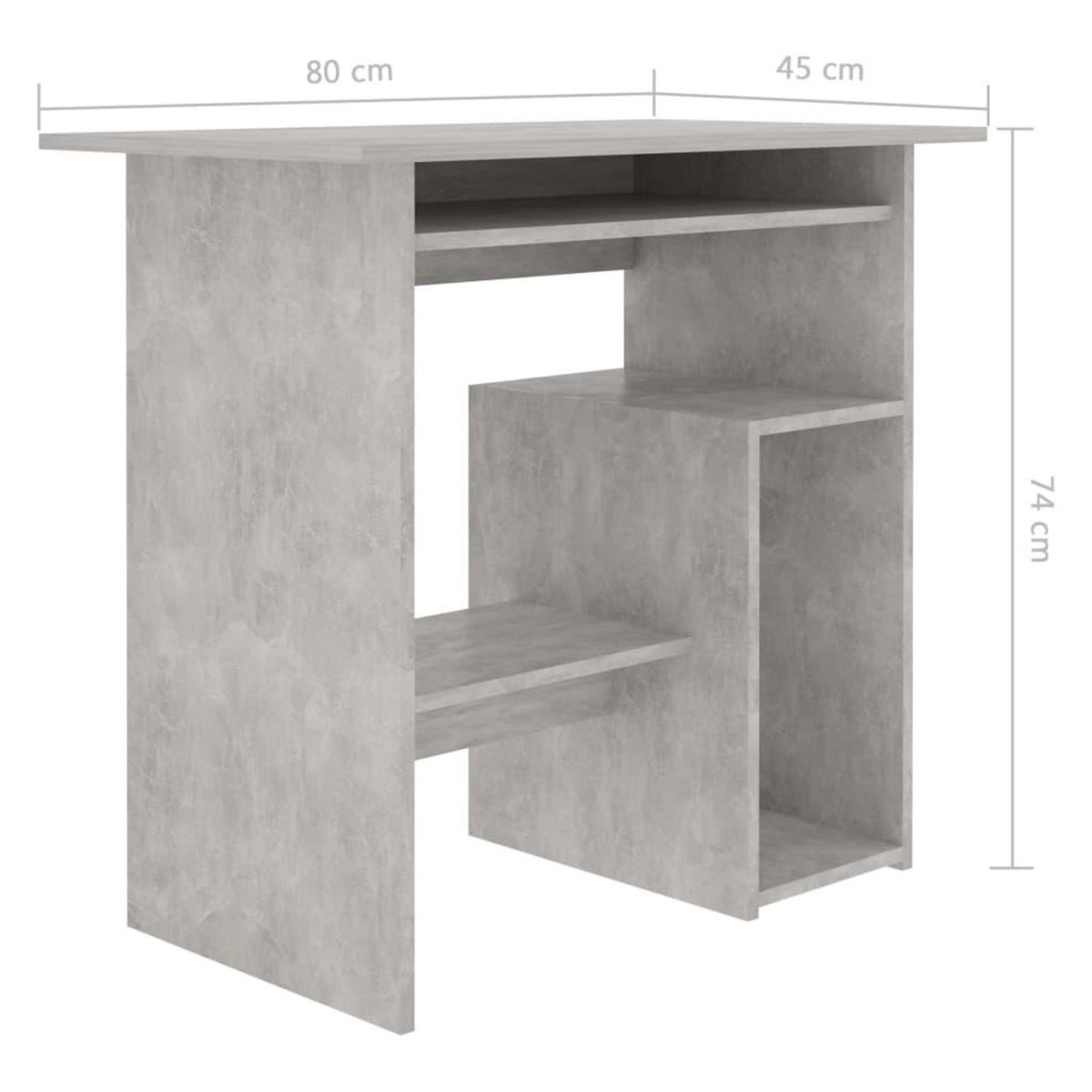 VIDAXL Bureau Gris beton 80x45x74 cm Bois d'ingenierie