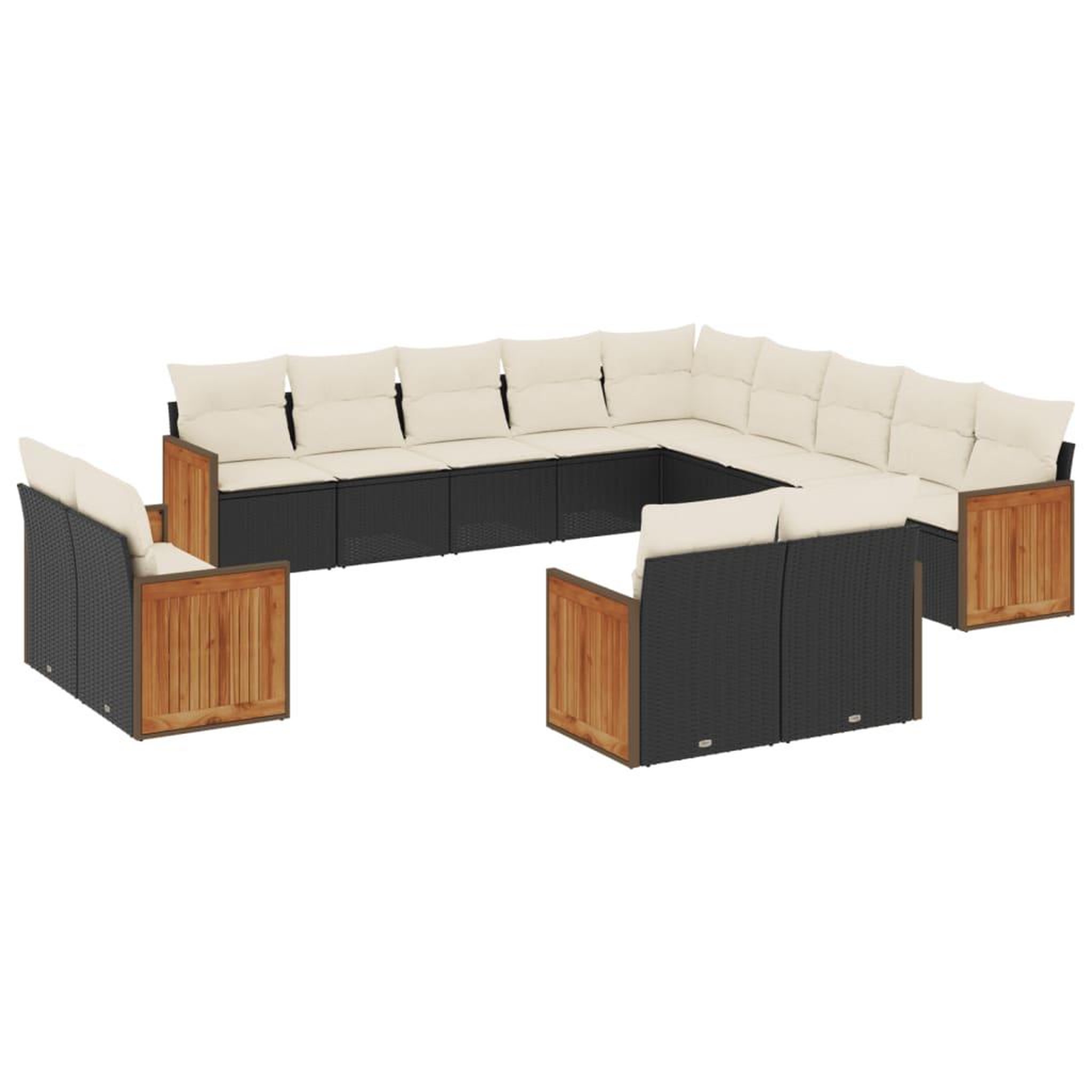 Voir la diapositive 2 : VIDAXL Salon de jardin avec coussins 13 pcs noir resine tressee