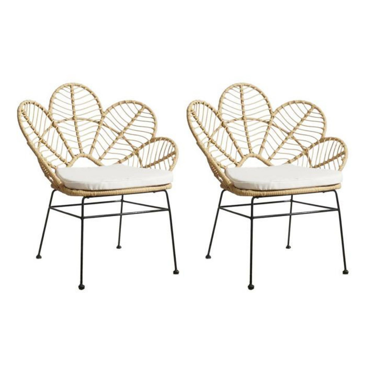 Paris Prix Lot de 2 Fauteuils Design  Honolulu  91cm Naturel