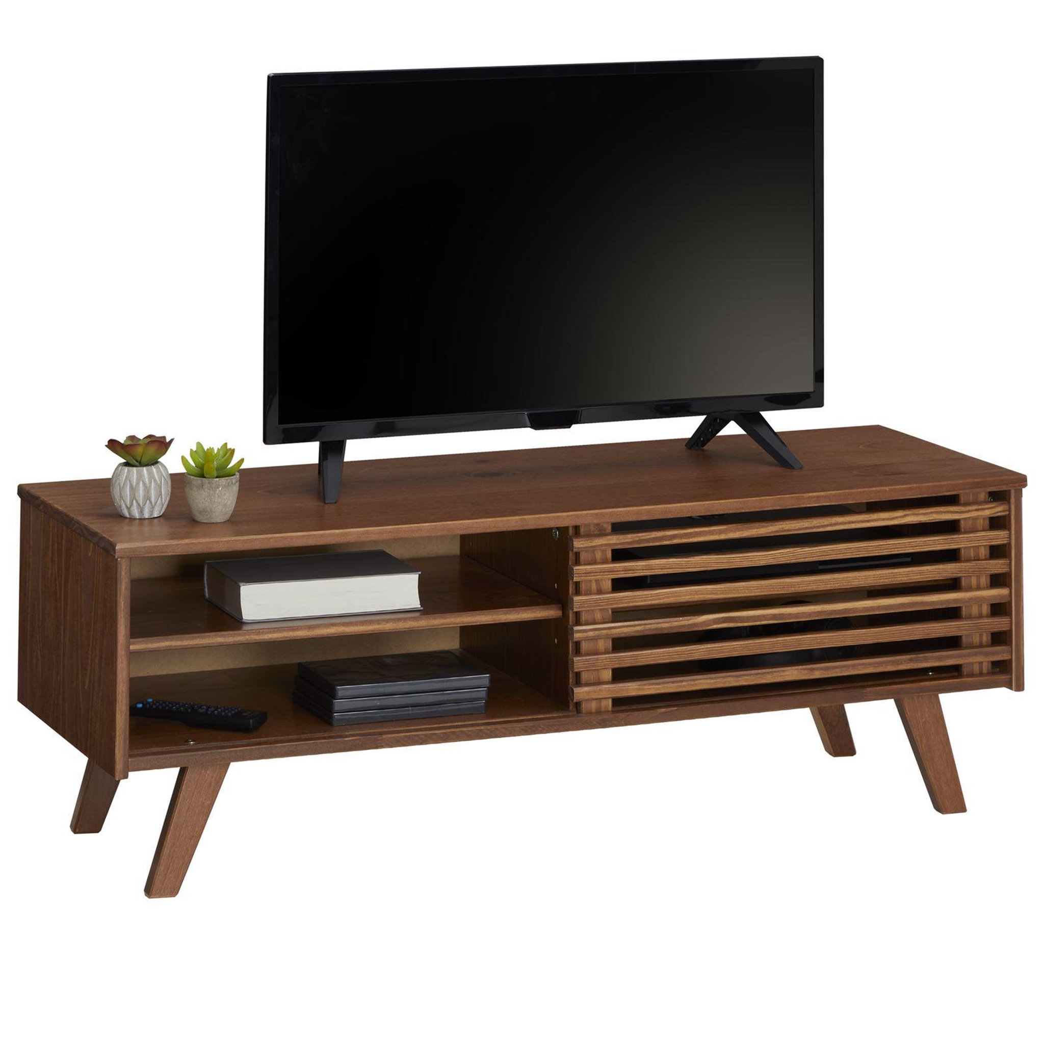 Voir la diapositive 4 : IDIMEX Meuble TV SEAN, 4 niches en pin massif
