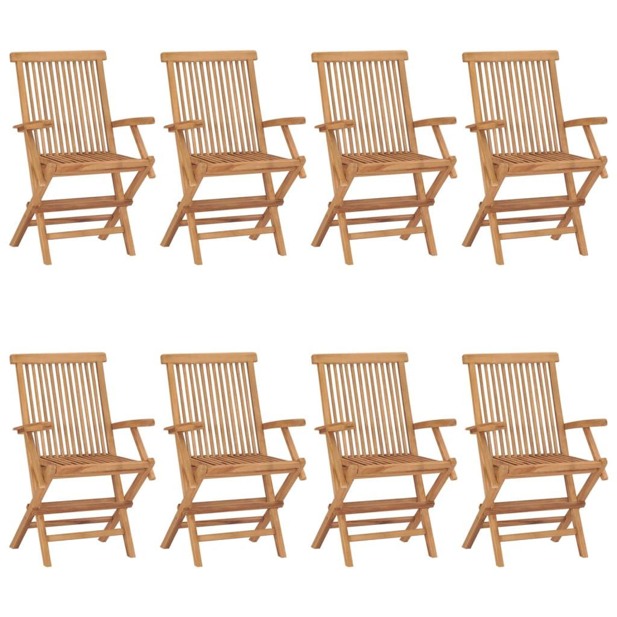 Voir la diapositive 2 : VIDAXL Chaises de jardin avec coussins noir lot de 8 Bois teck massif