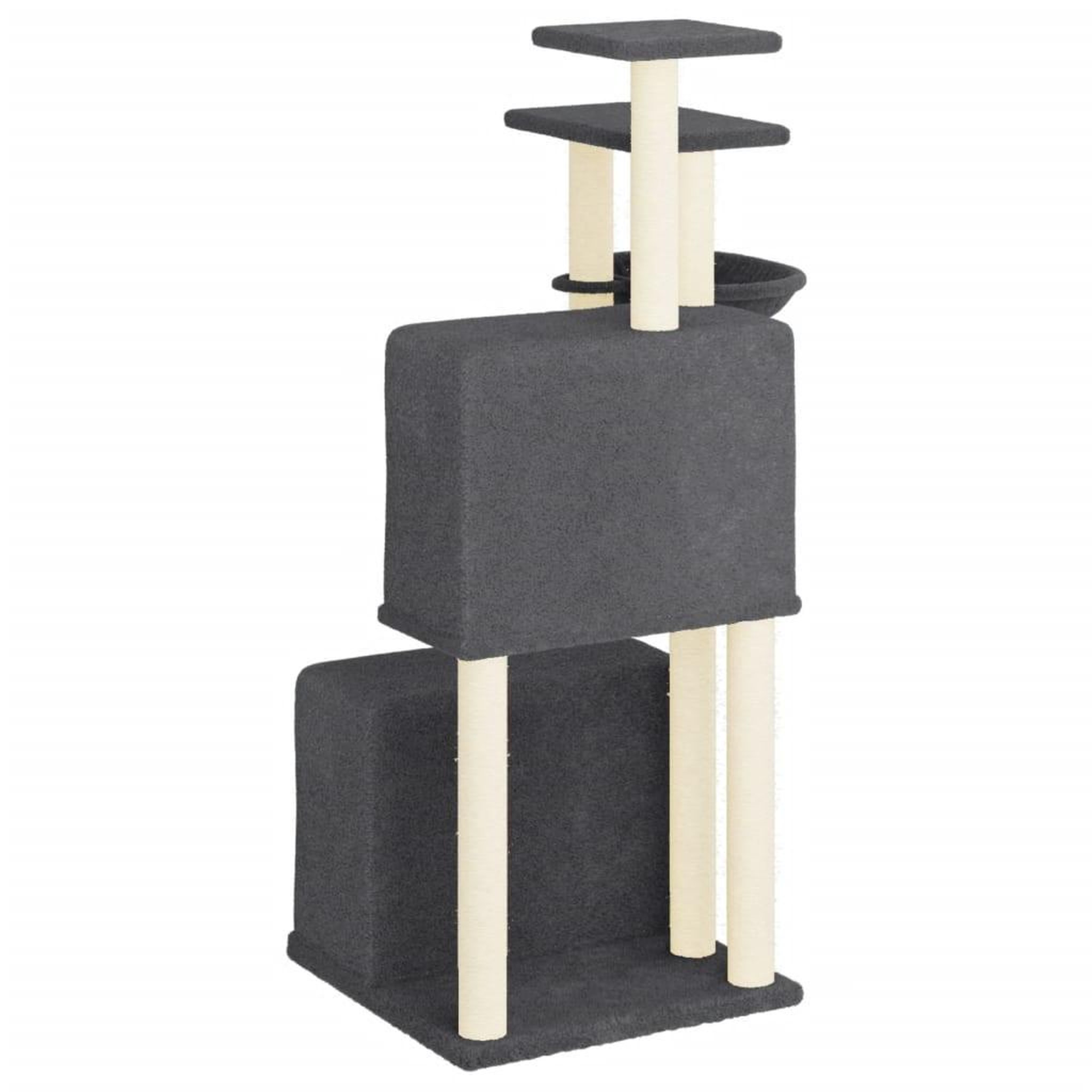 Voir la diapositive 5 : VIDAXL Arbre a chat avec griffoirs en sisal gris fonce 122 cm