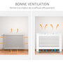 Voir la diapositive 5 : HOMCOM Cache-radiateur design à lattes panneau cabinet dim. 112L x 19l x 81H cm MDF blanc