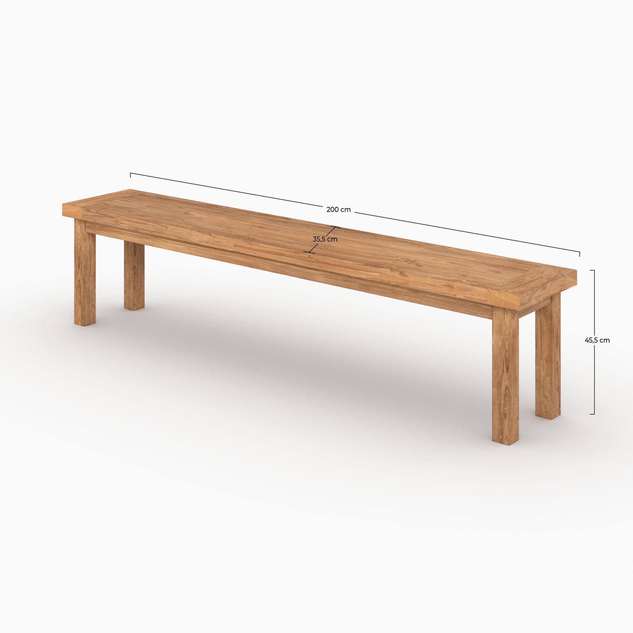 Voir la diapositive 4 : MAISON PAVANE Banc 3 places en bois de teck recyclé 200 cm-mémo