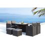 Voir la diapositive 2 : CONCEPT USINE Table et chaises 8 places encastrables en résine noir-gris MONACO