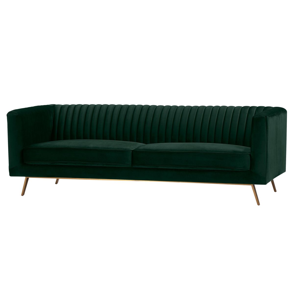 Rendez vous déco Canapé 3 places en velours vert foncé - Gatsby