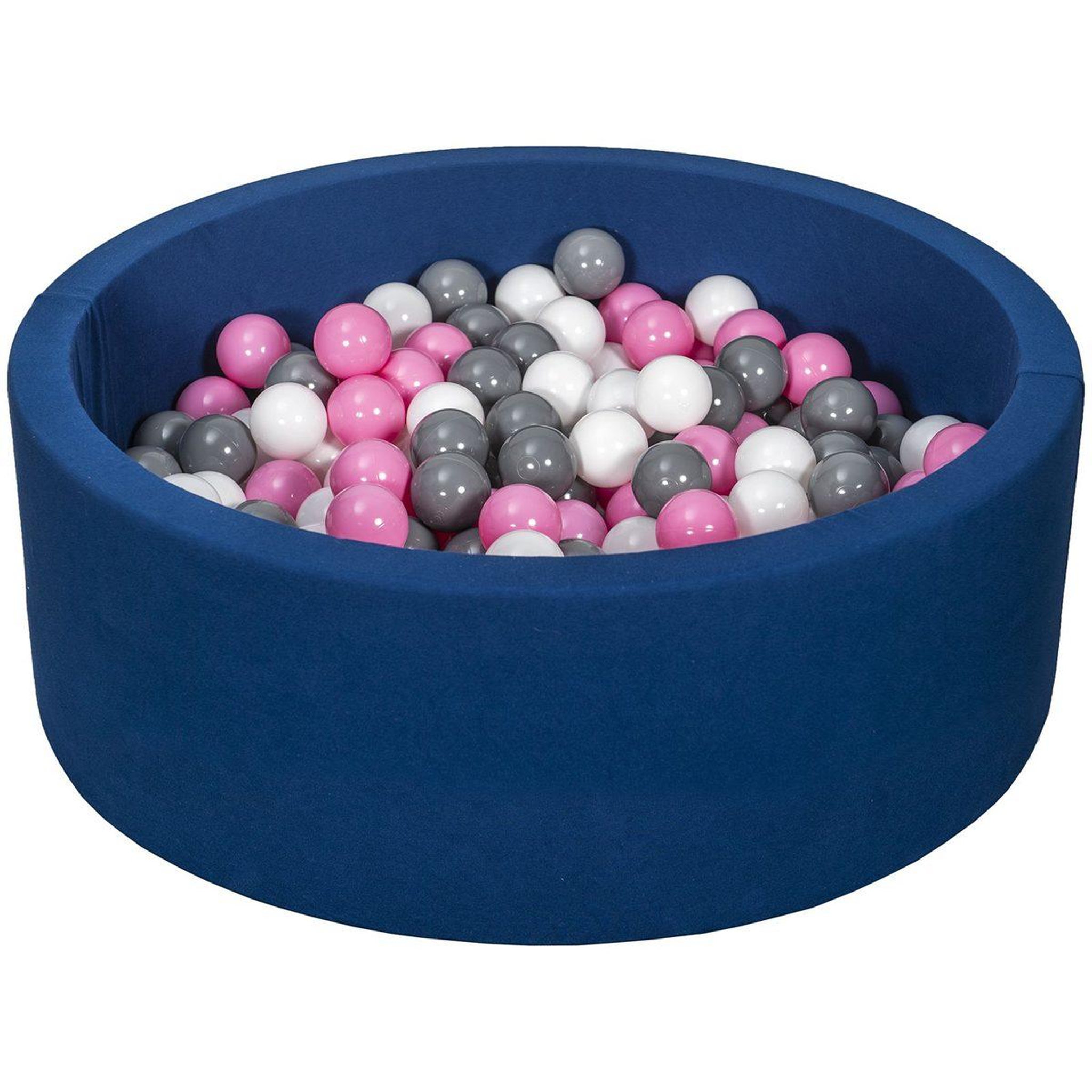 VELINDA Piscine à balles aire de jeu + 300 balles bleu marine blanc,rose clair,gris