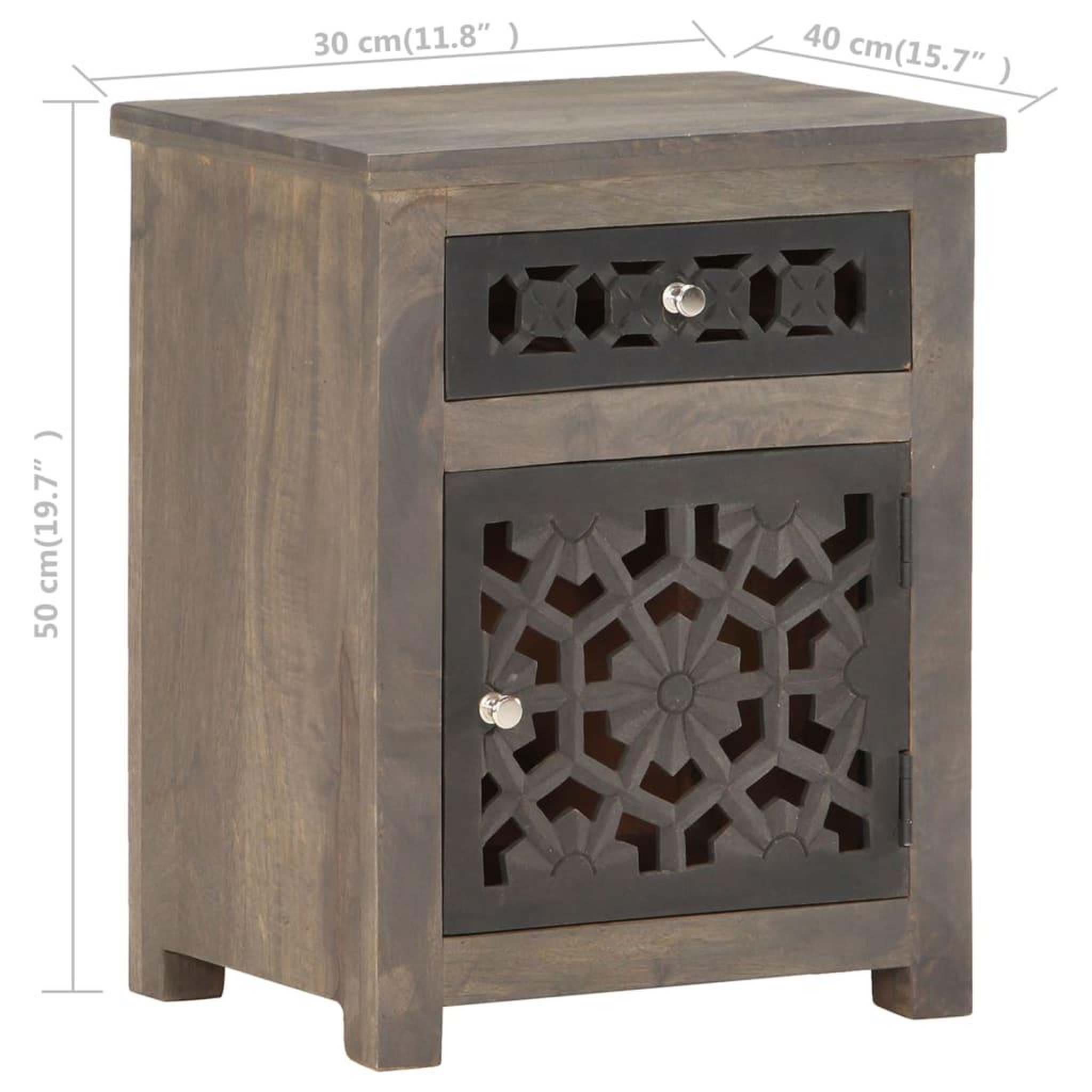 Voir la diapositive 6 : VIDAXL Table de chevet 40x30x50 cm bois de manguier massif