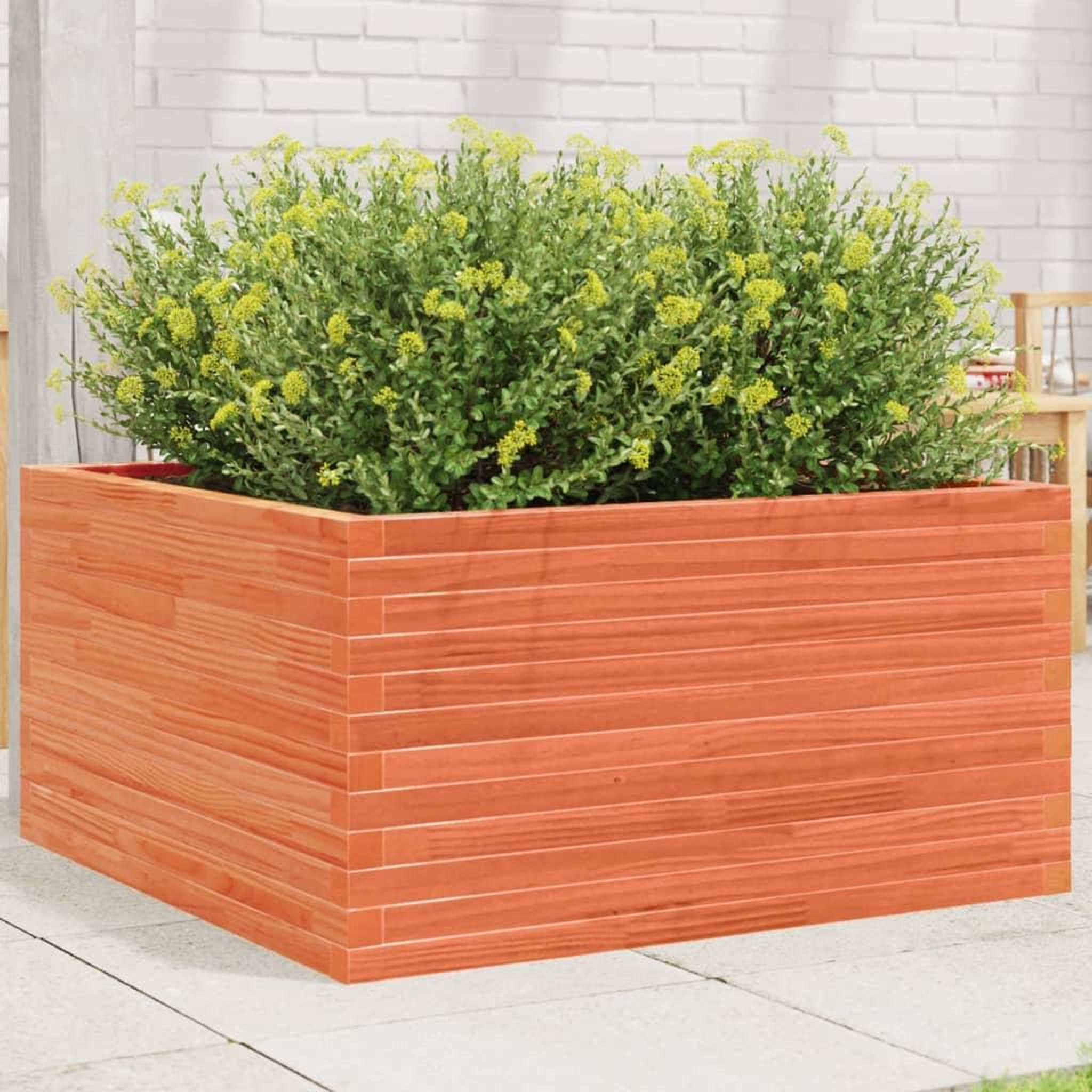 Voir la diapositive 1 : VIDAXL Jardiniere cire marron 90x90x46 cm bois de pin massif
