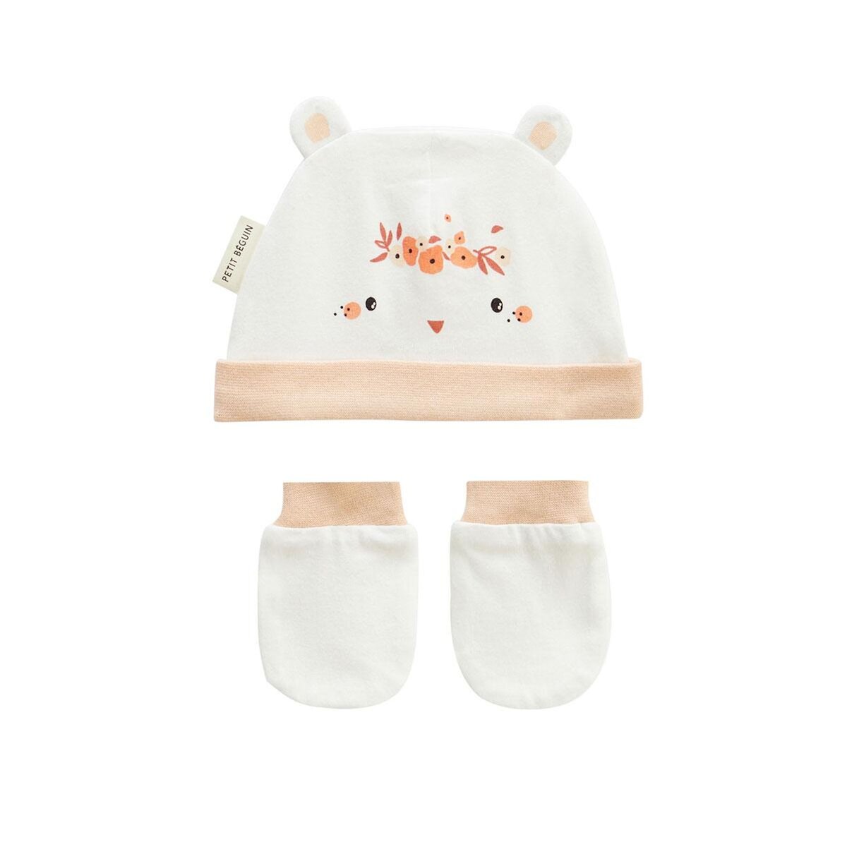 Petit Béguin Bonnet bébé et moufles anti-griffures Miss Plume