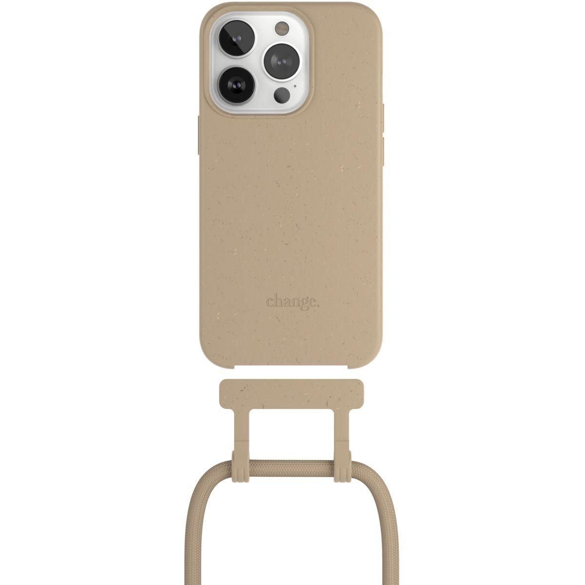WOODCESSORIES Coque avec cordon iPhone 14 Pro Tour de cou Taupe