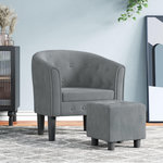 VIDAXL Fauteuil avec repose-pied gris fonce velours