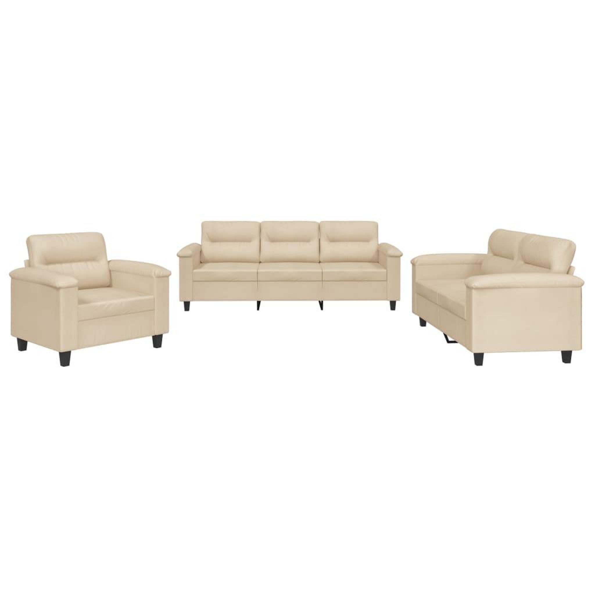 Voir la diapositive 2 : VIDAXL Ensemble de canapes 3 pcs avec coussins creme tissu microfibre
