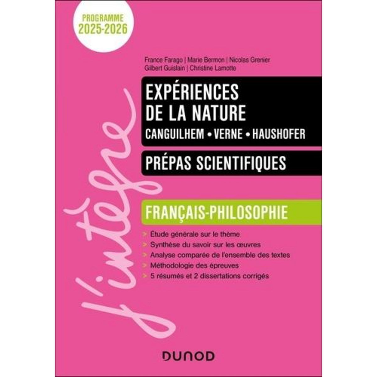 EXPERIENCE DE LA NATURE. CANGUILHEM, VERNE, HAUSHOFER. PREPAS SCIENTIFIQUES FRANCAIS-PHILOSOPHIE, EDITION 2025-2026, Farago France