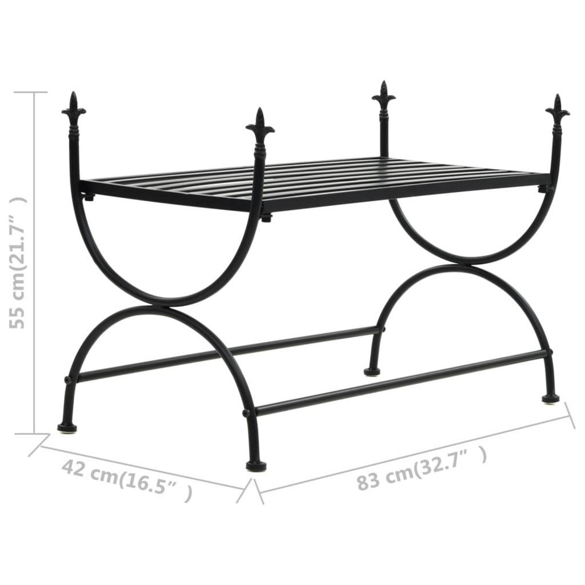 VIDAXL Banc Style vintage Metal 83 x 42 x 55 cm Noir