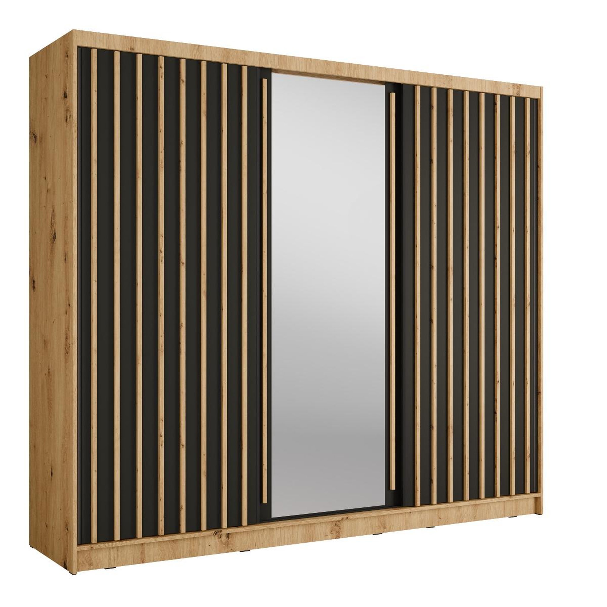 JLC KREATION Armoire coulissante moderne bois et noir 250cm celia