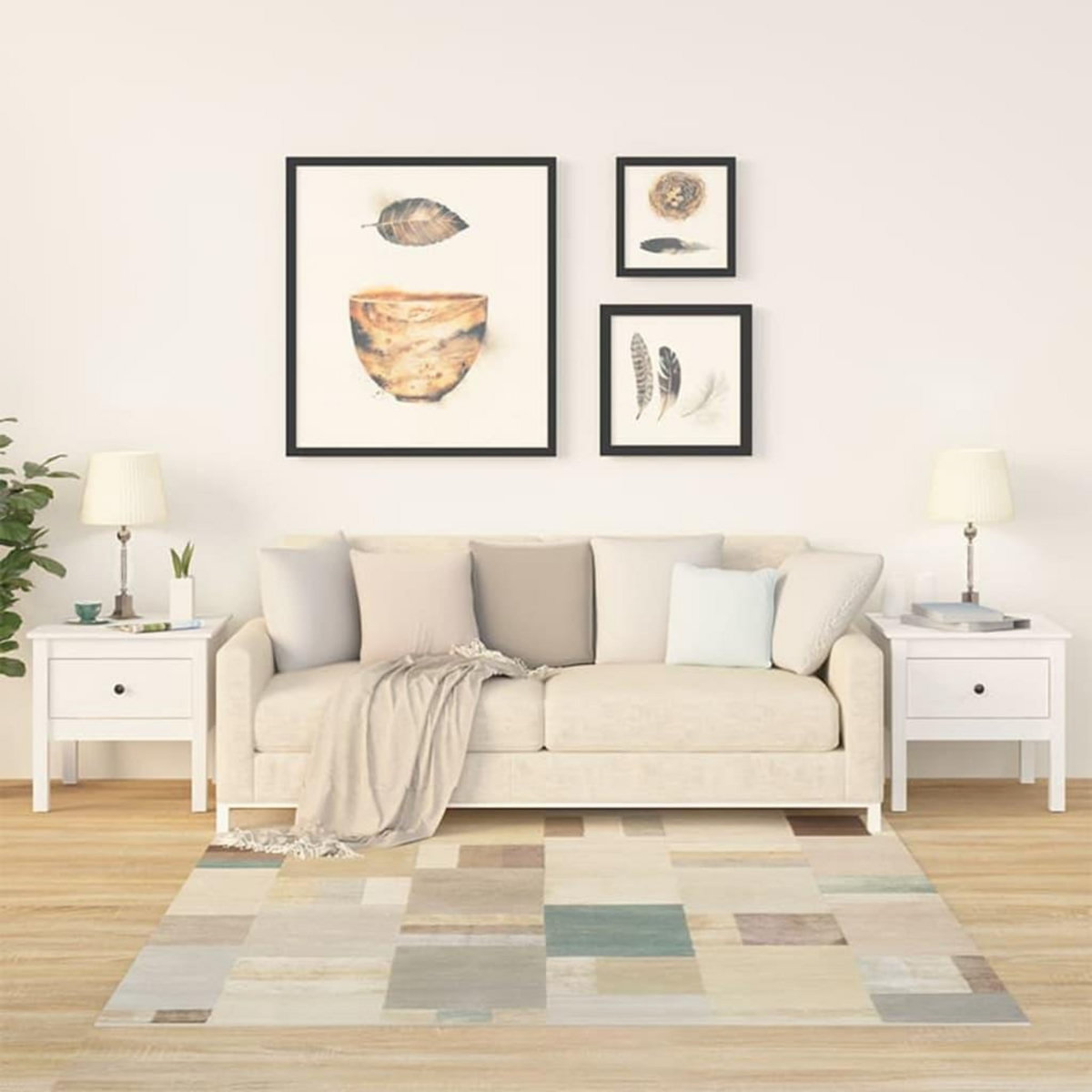 VIDAXL Tables d'appoint 2 pcs Blanc 50x50x49 cm Bois massif de pin