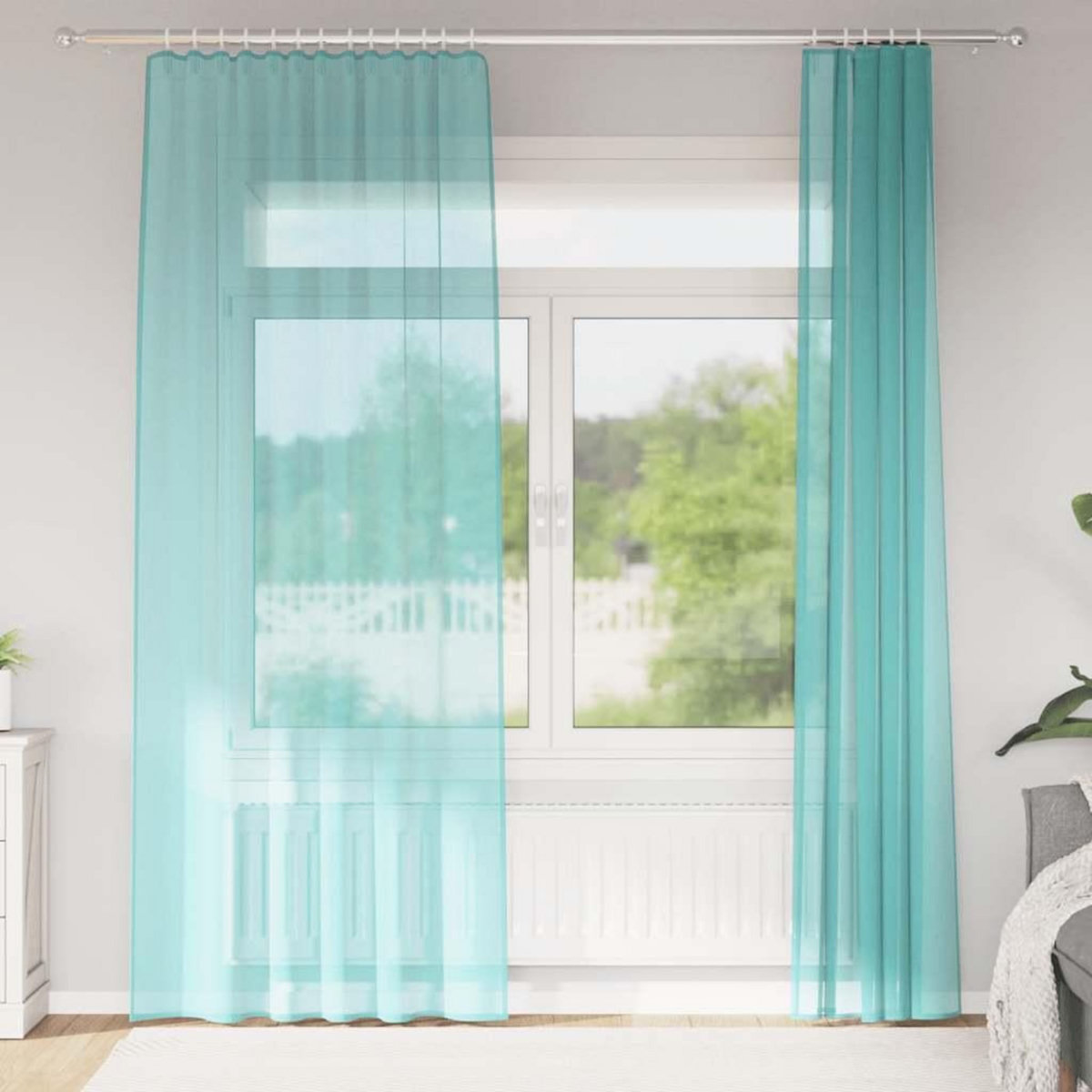 VIDAXL Rideaux en voile avec boucles 2 pcs turquoise 140x245 cm