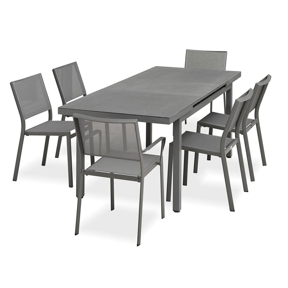 Paris Prix Ensemble Table de Jardin Extensible & 6 Assises  Dania & Stockholm  160-210cm Anthracite