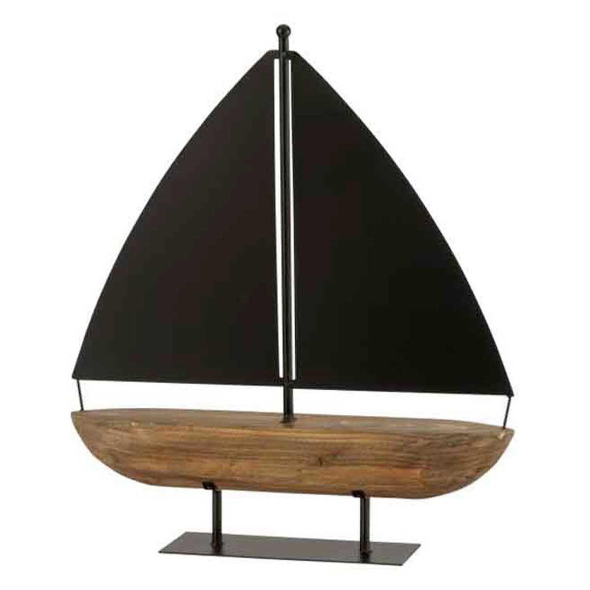 J-LINE Voilier déco sur socle  bateau  53cm marron & noir