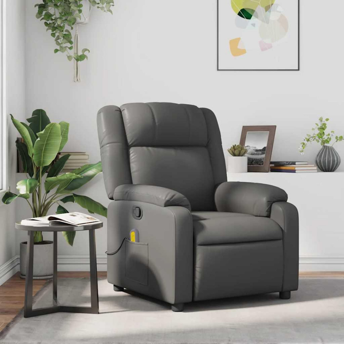 VIDAXL Fauteuil de massage inclinable Gris Similicuir