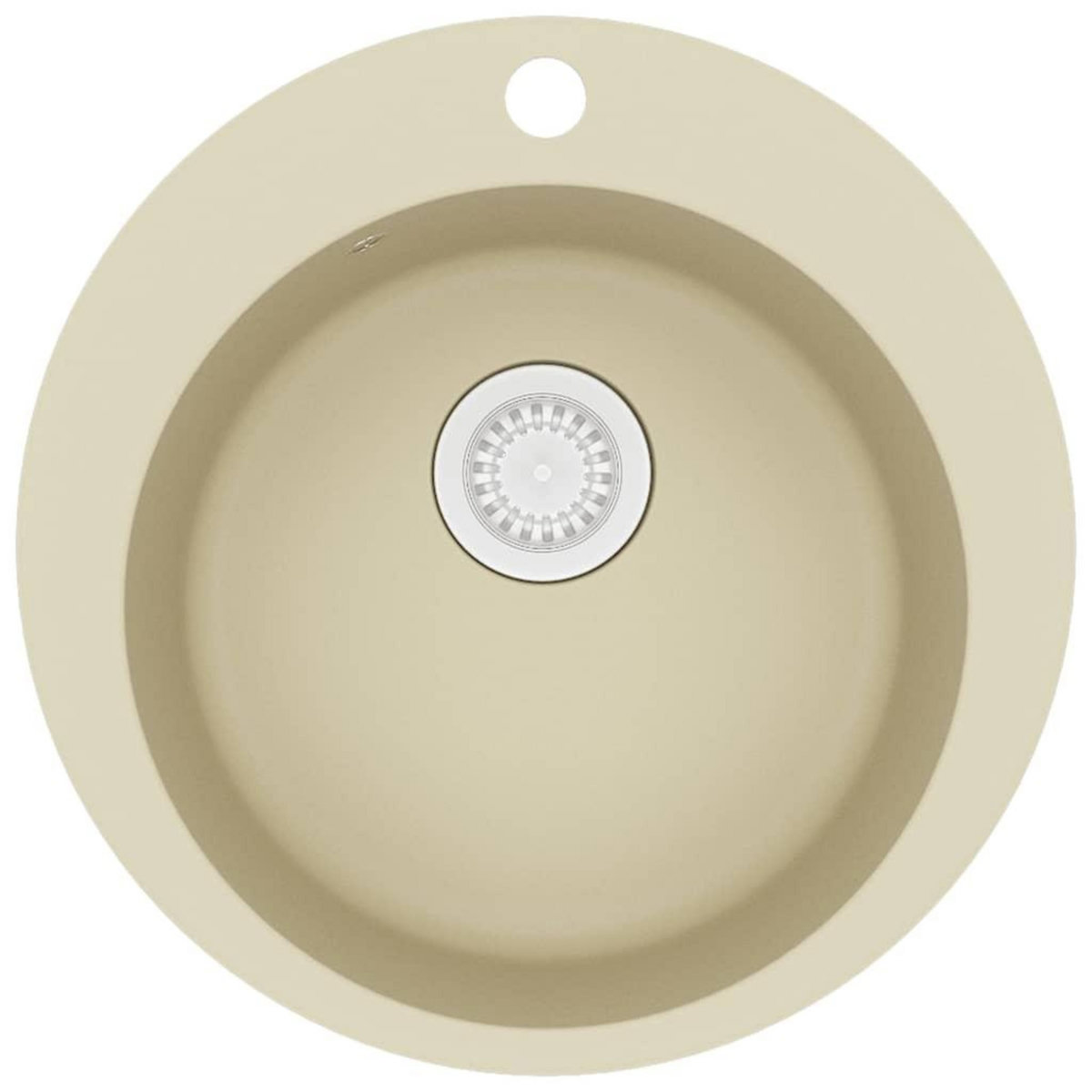VIDAXL Evier de cuisine Granit Seul lavabo Rond Beige