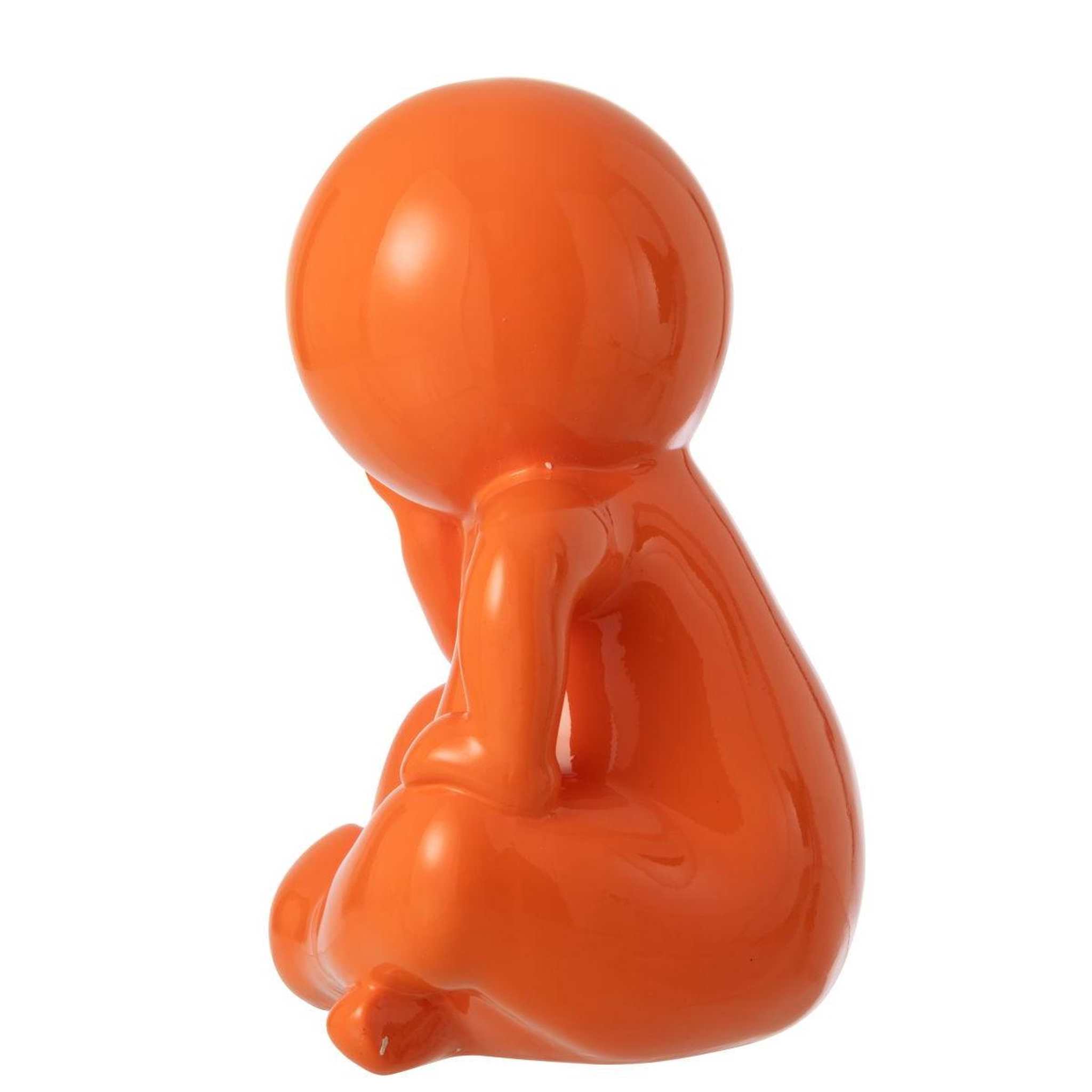 Voir la diapositive 4 : J-LINE Statuette déco unie  marcel  35cm orange foncé
