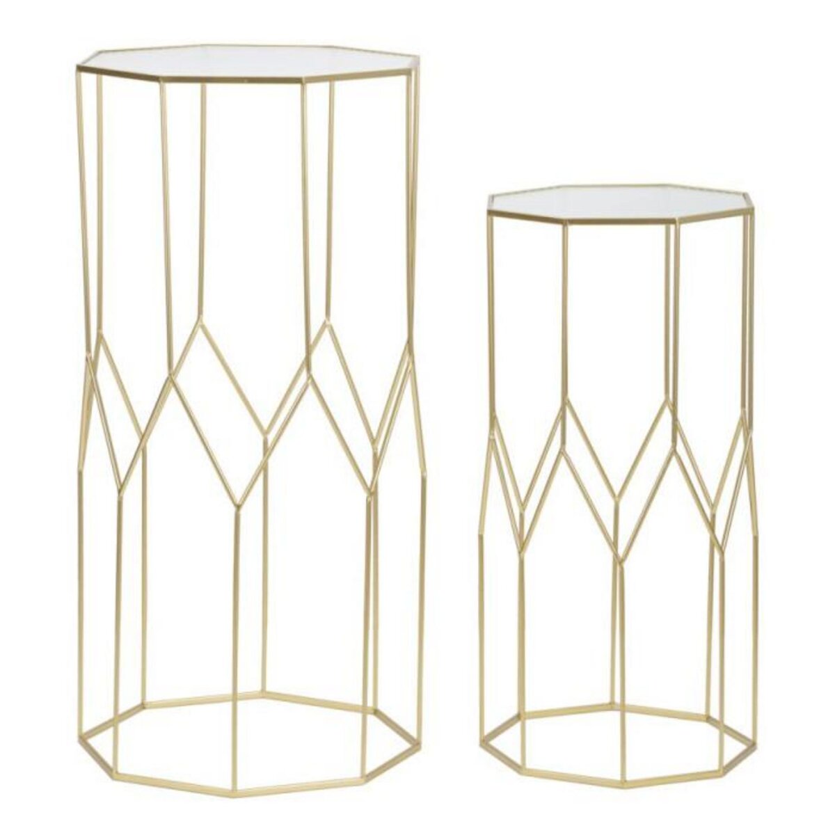 Paris Prix Lot de 2 Tables d'Appoint Octogonale  Glassy  100cm Or