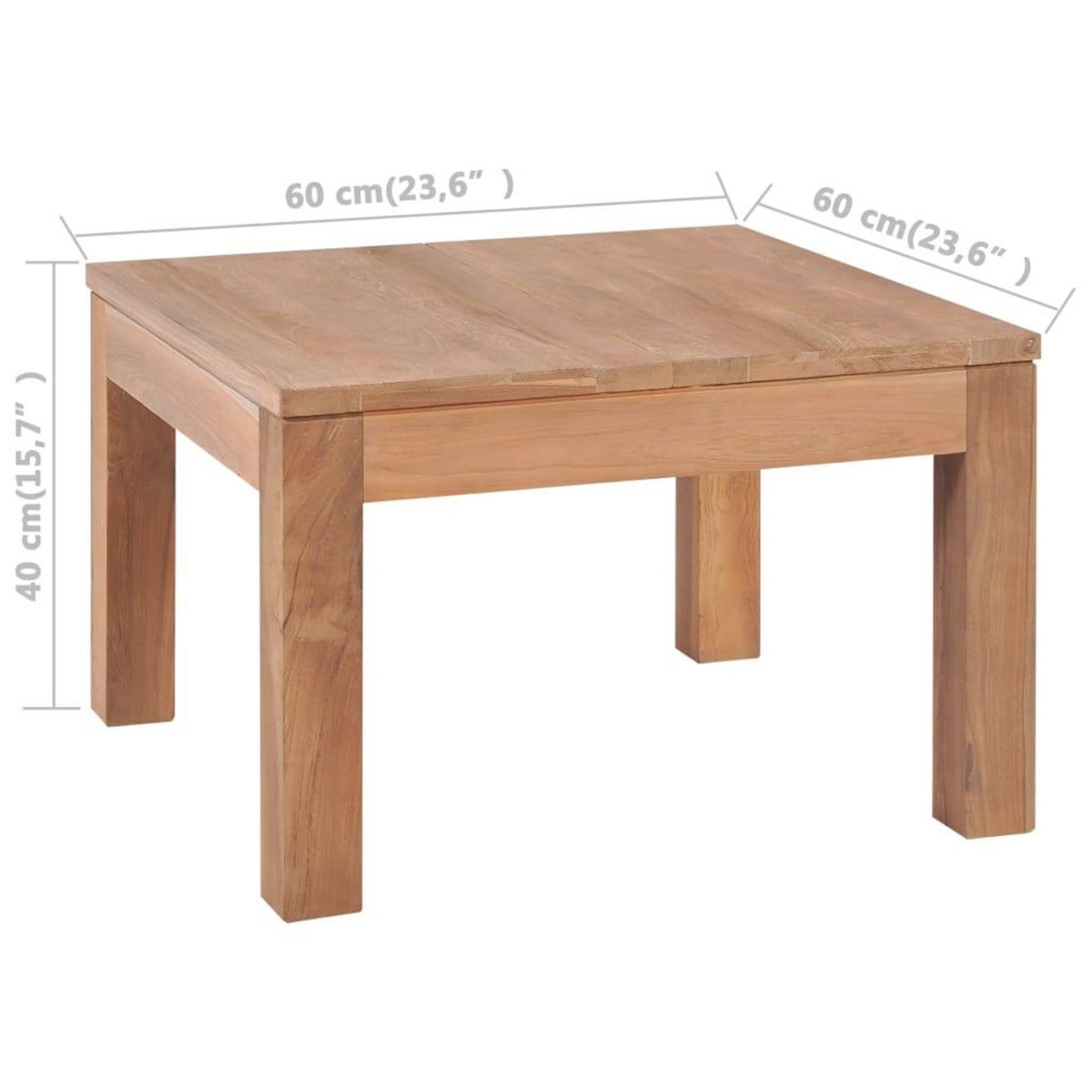 VIDAXL Table basse Bois de teck et finition naturelle 60x60x40 cm