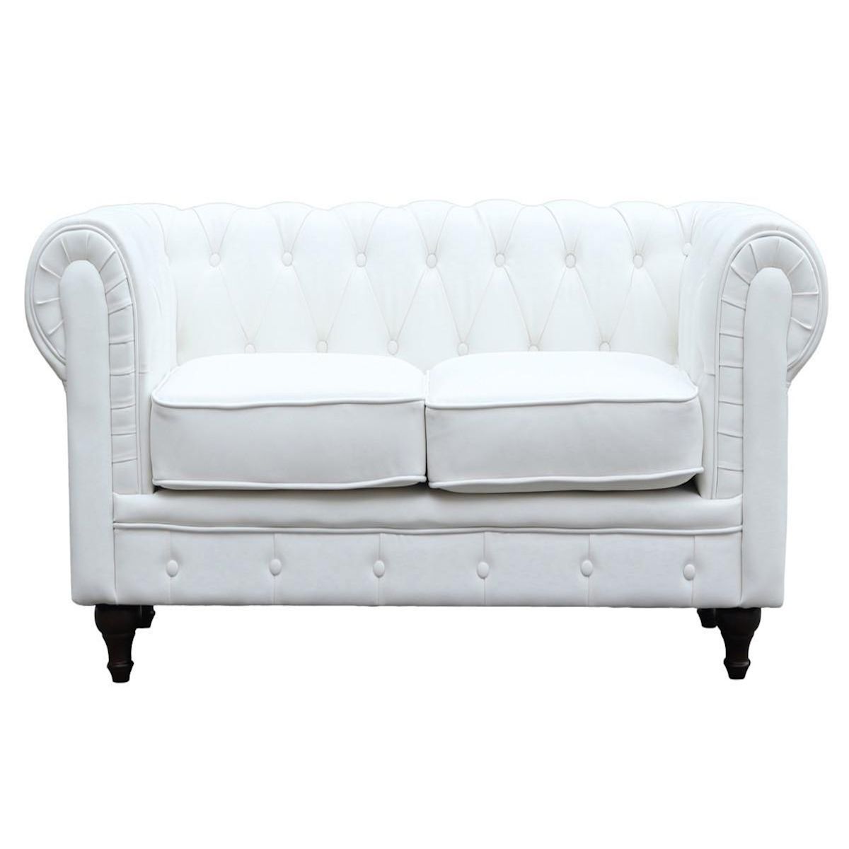 Habitat et Jardin Canapé fixe Chesterfield  Aliza  - 157 x 82 x 70 cm - 2 places - Blanc