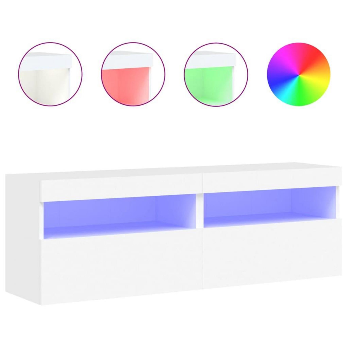 VIDAXL Meubles TV muraux avec lumieres LED 2 pcs blanc 60x30x40 cm