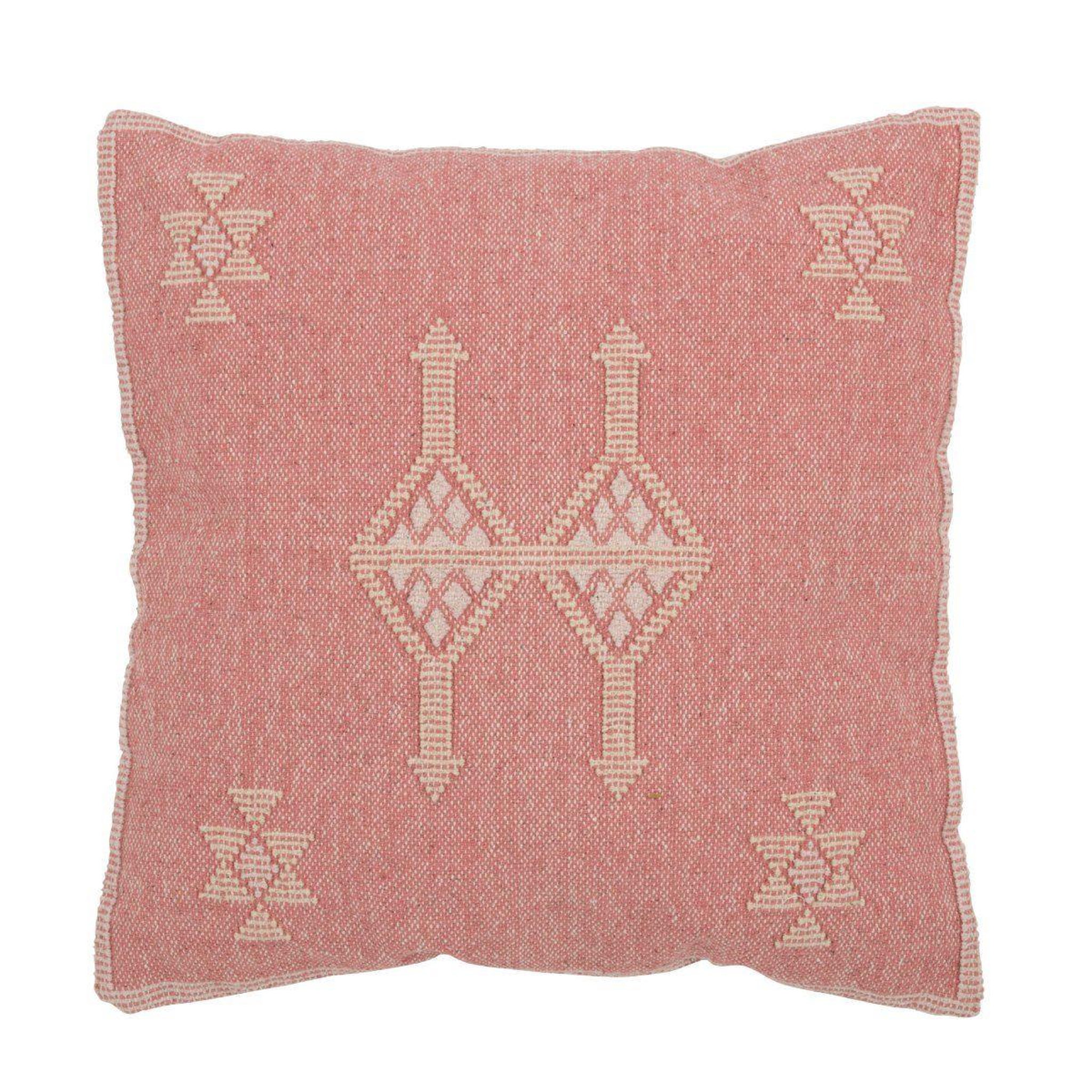 J-LINE Coussin design  diamants  45x45cm pêche & rose
