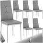 Voir la diapositive 1 : tectake Ensemble de chaises de salle à manger rembourré avec revêtement aspect cuir gris Lot de 6
