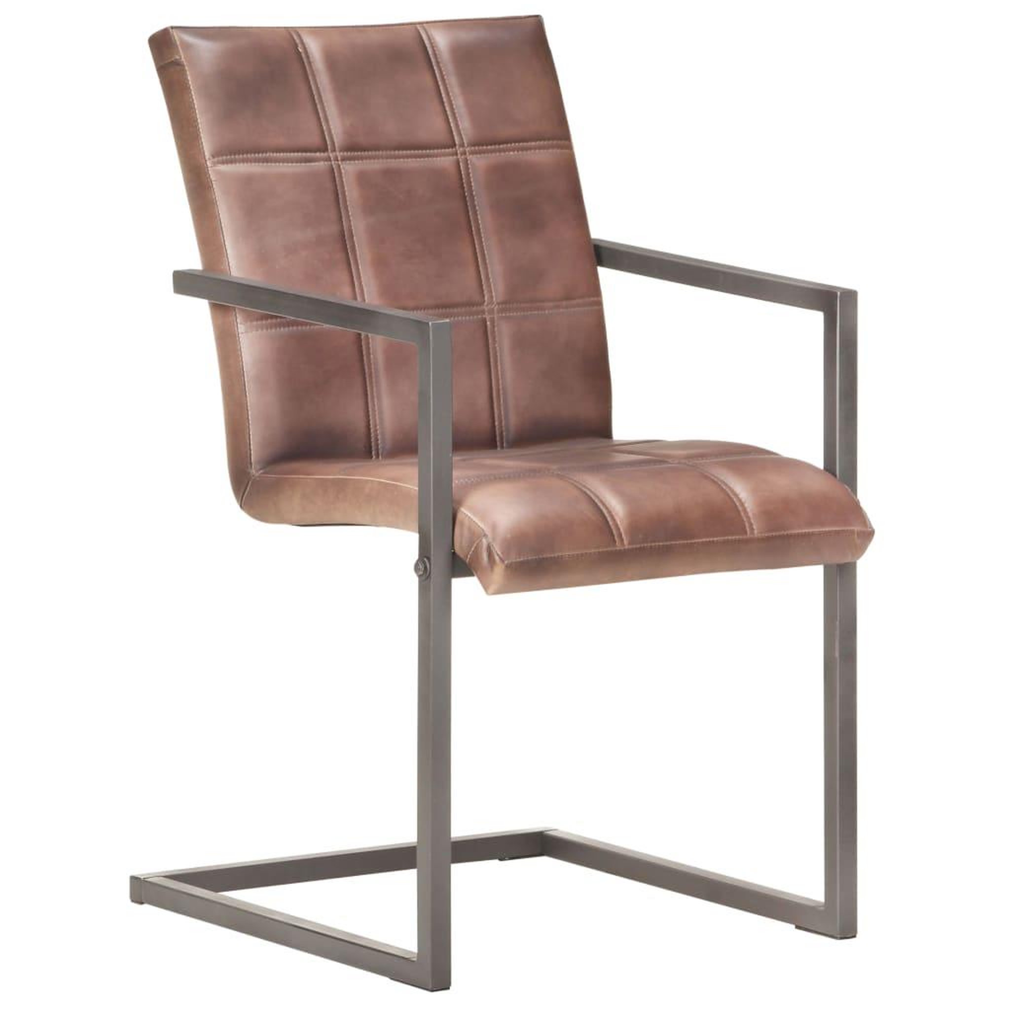 Voir la diapositive 2 : VIDAXL Chaises a manger cantilever lot de 2 marron cuir veritable