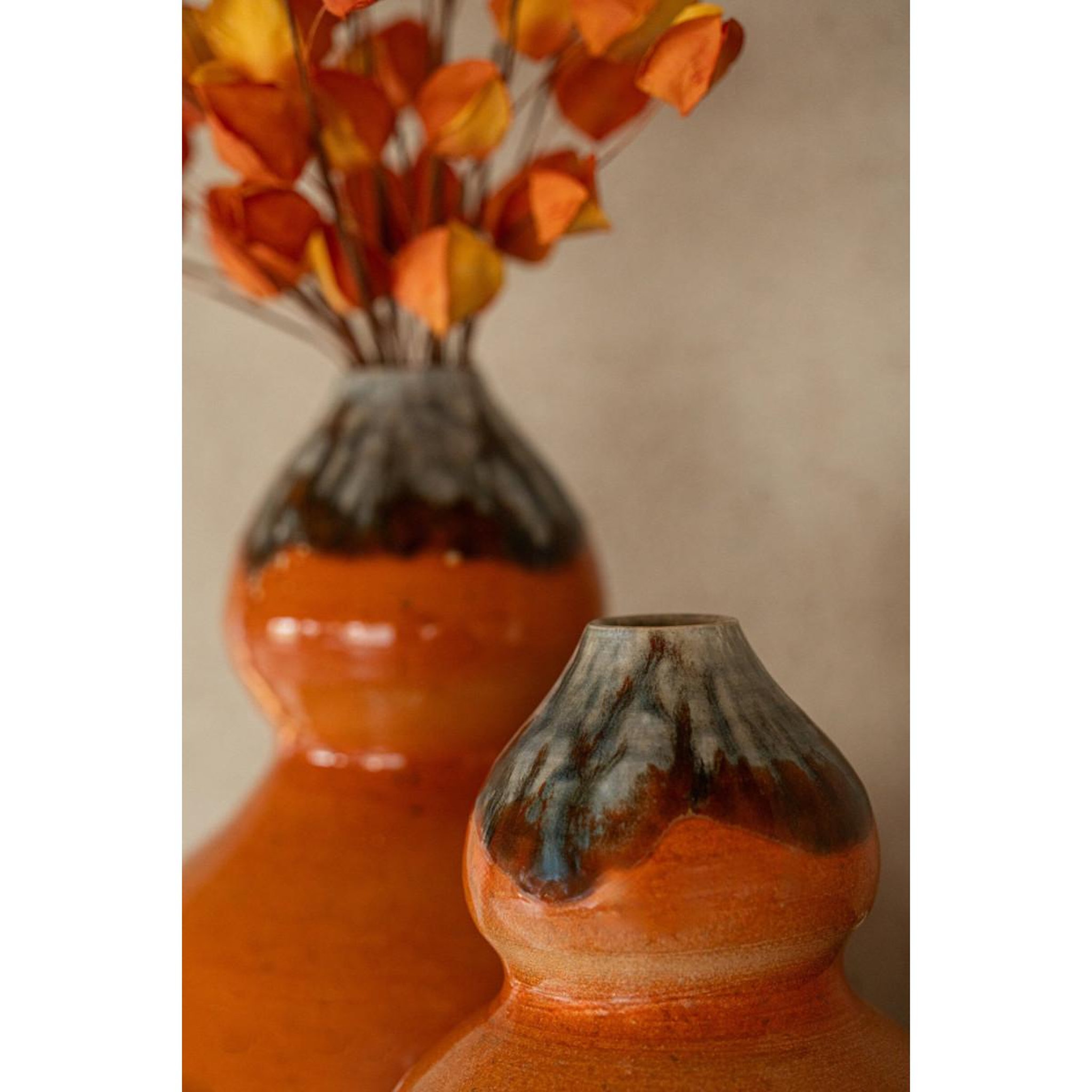 Voir la diapositive 4 : J-LINE Vase déco en céramique  tierra  28cm orange
