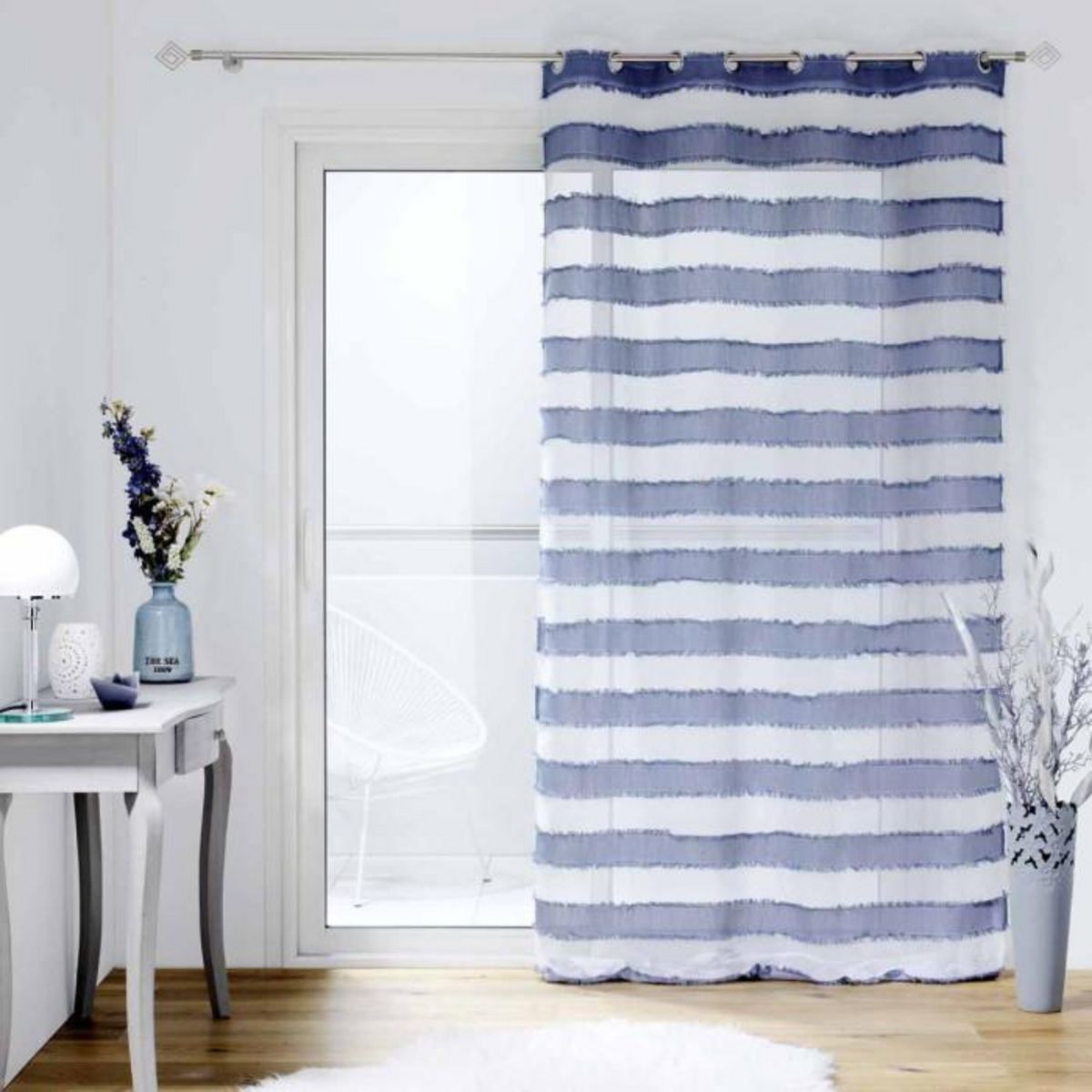 Paris Prix Rideau Voilage à Œillets  Lalina  140x260cm Bleu