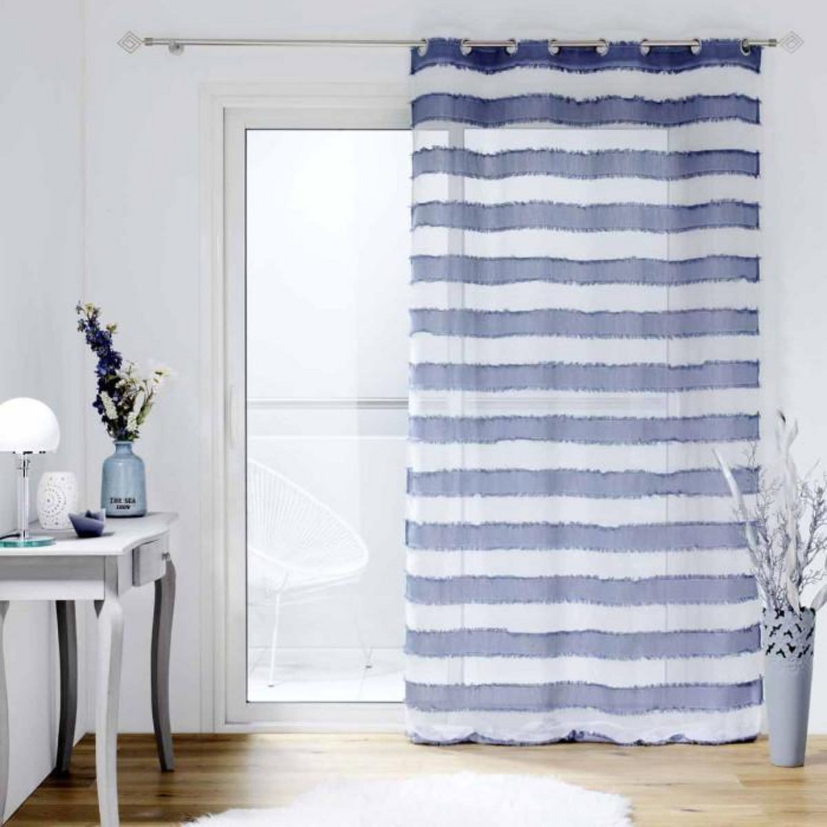 Paris Prix Rideau Voilage à Œillets  Lalina  140x260cm Bleu