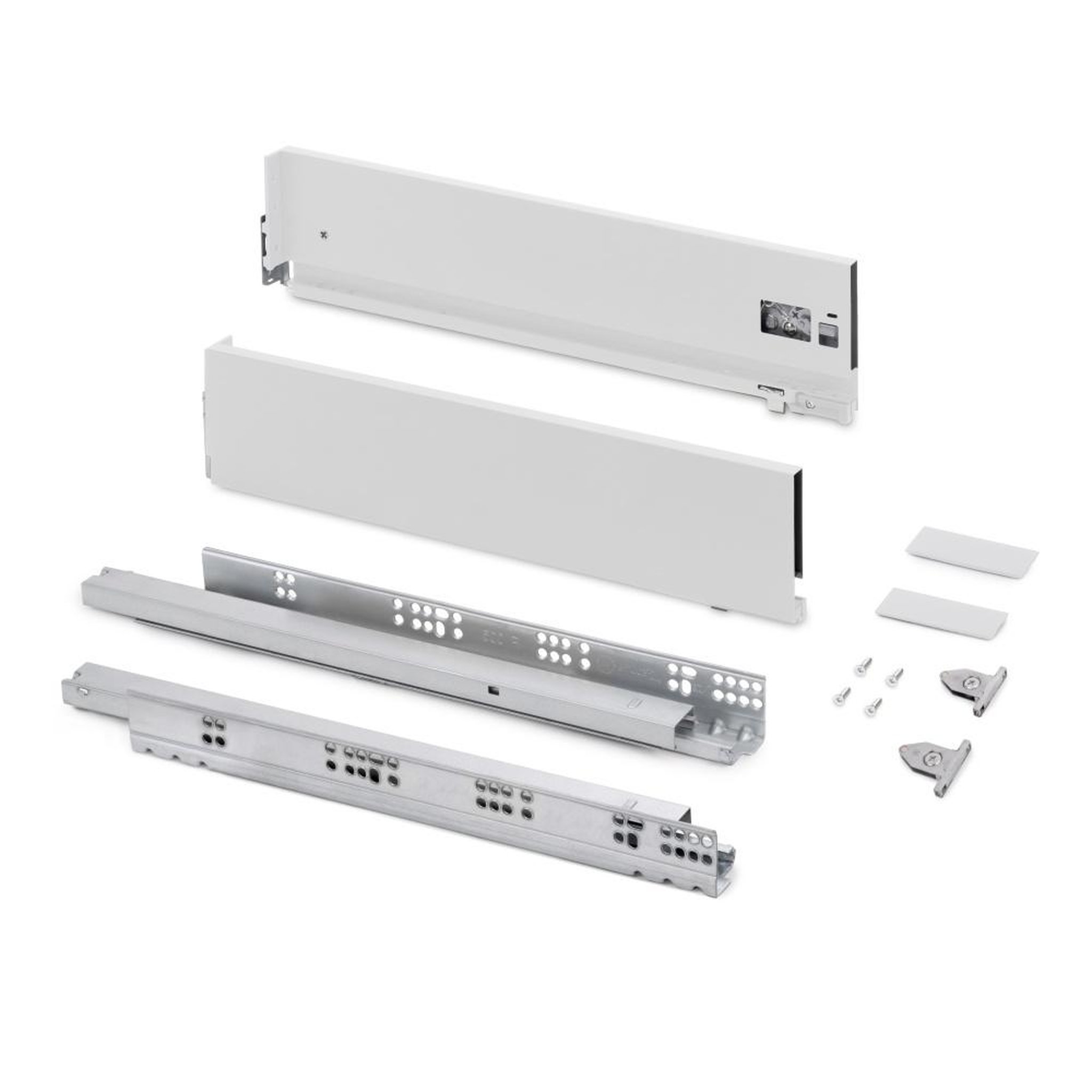 Emuca 3188112 Tiroir extérieur Vertex avec réglages 3D hauteur 131mm, 60kg, profondeur 500mm, acier, Peint en blanc