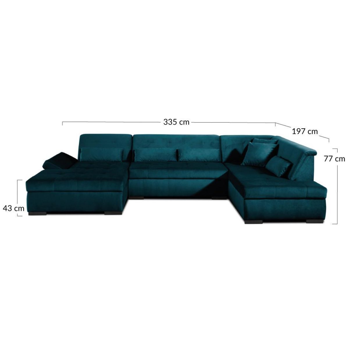 LISA DESIGN Vermont - canapé panoramique d'angle droit - 7 places - xxl - en velours