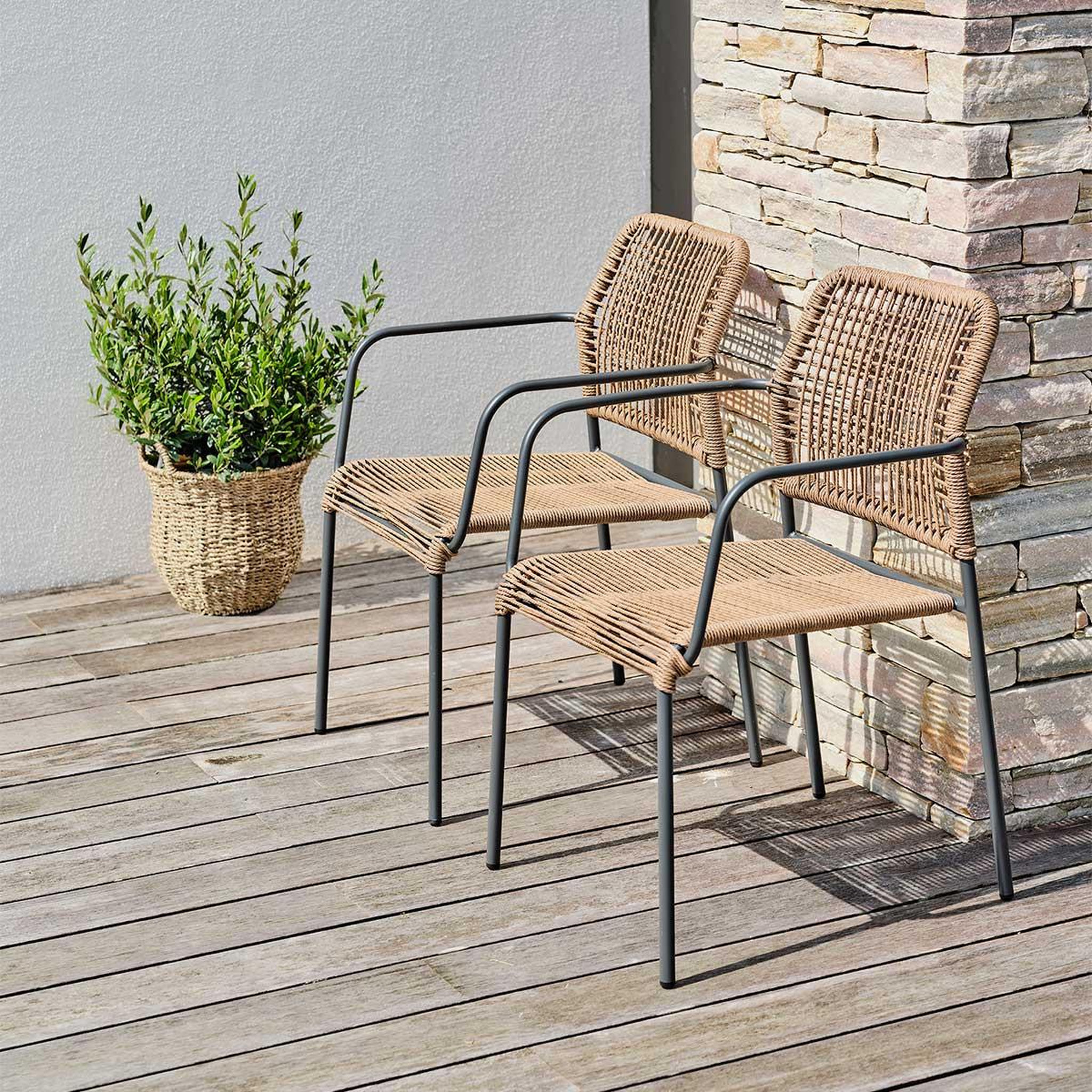 Voir la diapositive 2 : Paris Prix Lot de 2 fauteuils de jardin  marceau  78cm naturel