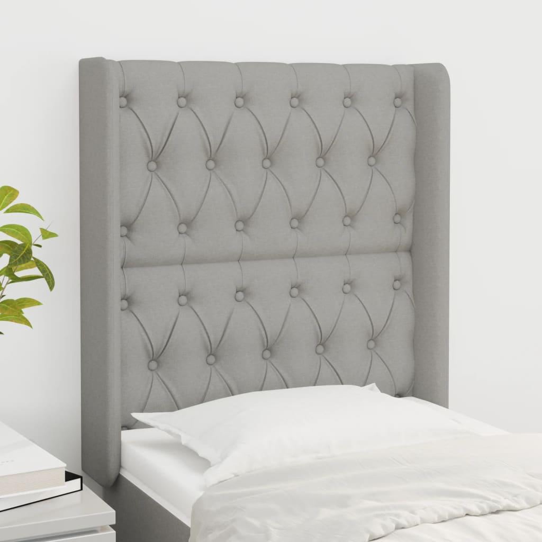 Voir la diapositive 1 : VIDAXL Tete de lit avec oreilles Gris clair 83x16x118/128 cm Tissu