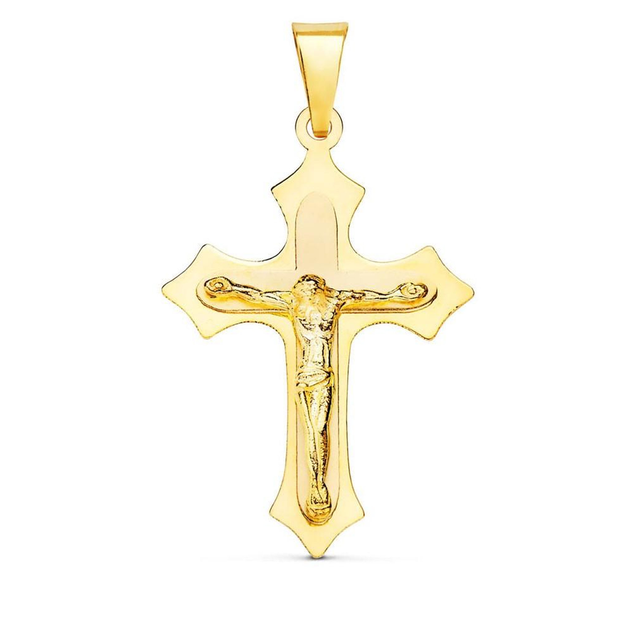 L'ATELIER D'AZUR Pendentif  - Médaille Christ sur la Croix Or 18 Carats 750/000 Jaune - Chaine Offerte