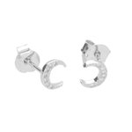 L'ATELIER D'AZUR Boucles d'Oreilles Argent 925/000 Rhodié - Croissant de Lune Pavé de Zirconiums