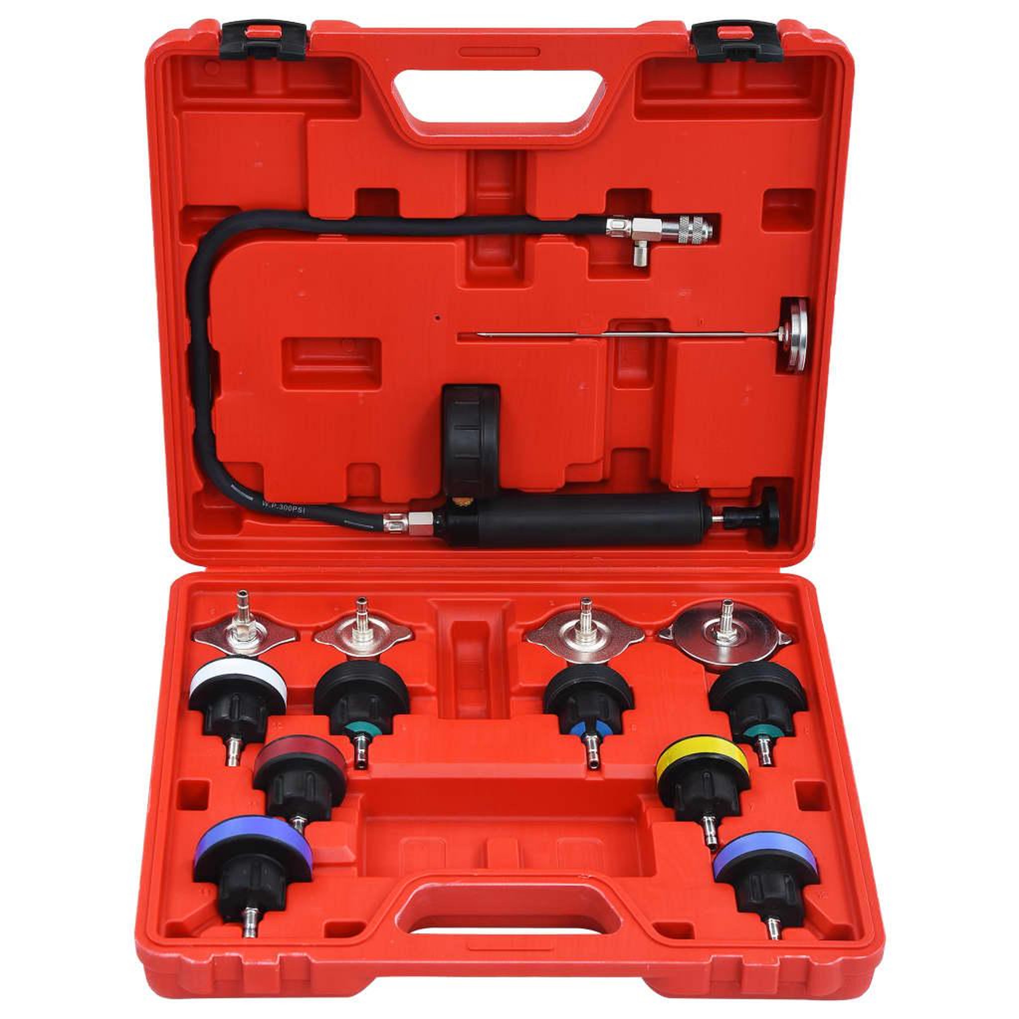 Voir la diapositive 3 : VIDAXL Testeur de pression pour refroidissement et bouchon 14 pcs