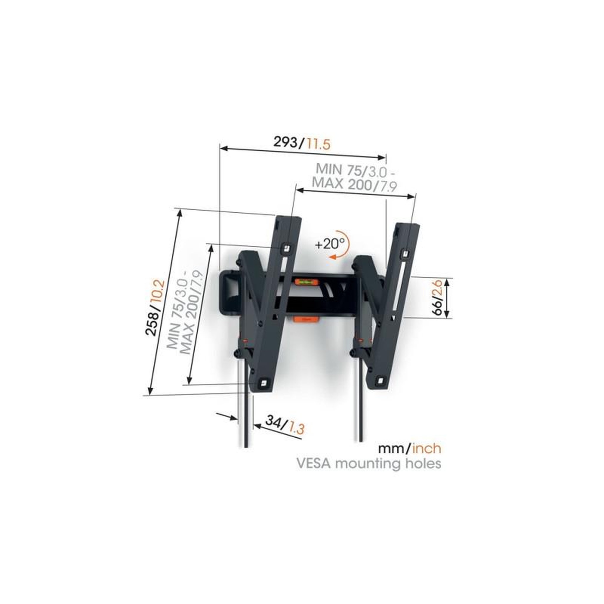 Voir la diapositive 2 : Vogel's Support mural pour écran plat Vogel s TVM 321FD9 INCLINABLE POUR TELEVISION DE 19 A 43