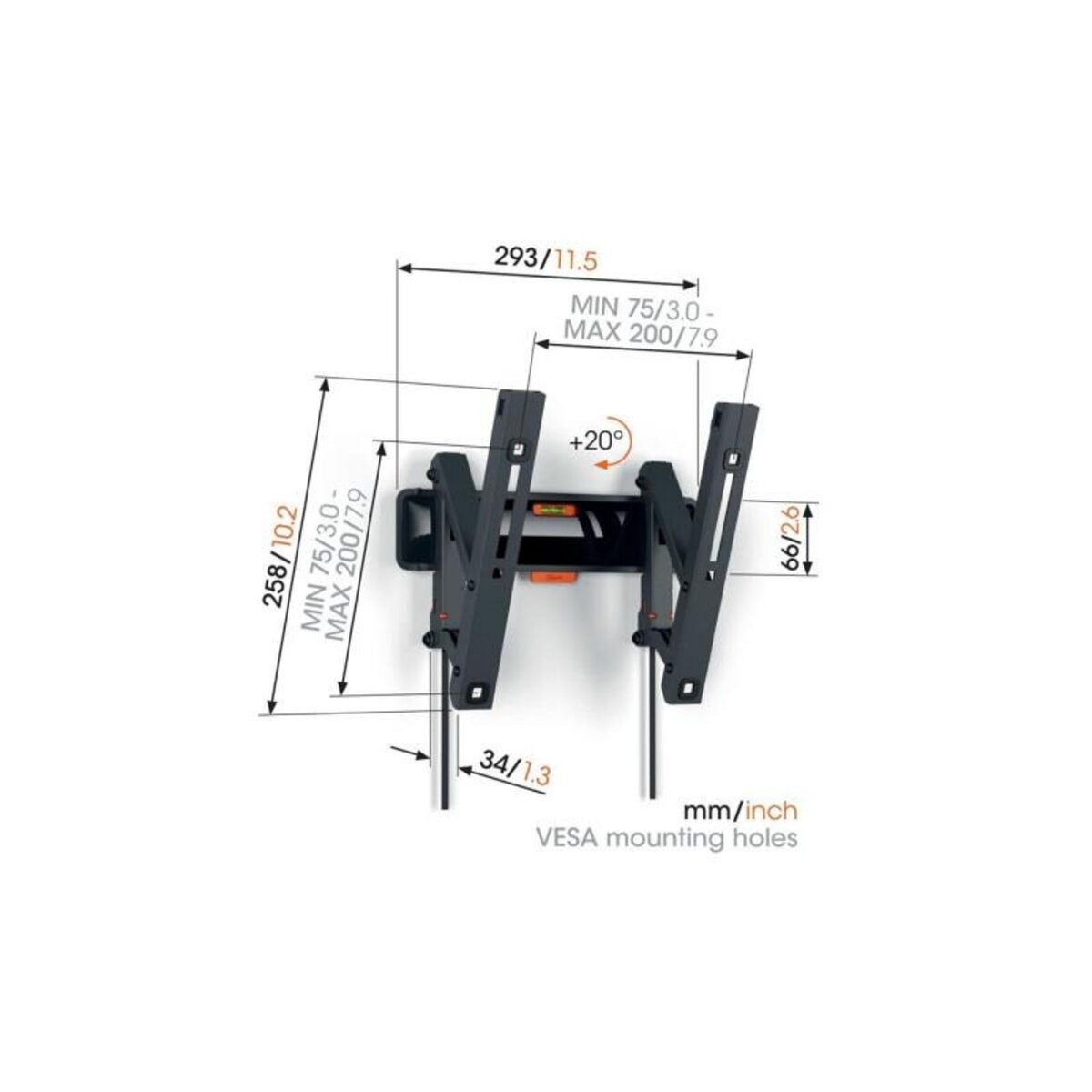 Vogel's Support mural pour écran plat Vogel s TVM 321FD9 INCLINABLE POUR TELEVISION DE 19 A 43