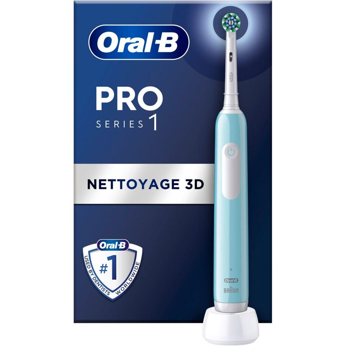 ORAL B Brosse à dents électrique Pro 1 Bleue Cross Action + 1 brossette
